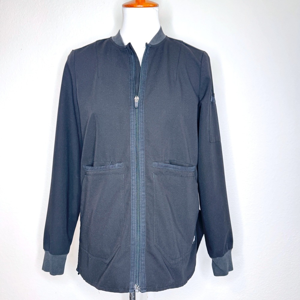 FIGS Bellery Jacket Scrubs XS Black Bomber Style Medical Nurse Doctor Workwear